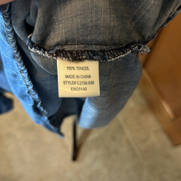 Cloth & Stone Long Sleeve Blue Tencel Tunic Shirt - S - Picture 7 of 7